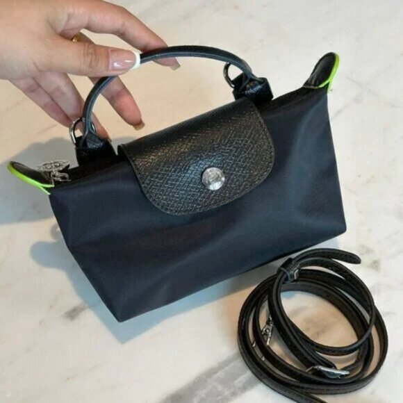 Longchamp Black Mini Bag with Structured Design and Silver Hardware - Picture 1 of 5